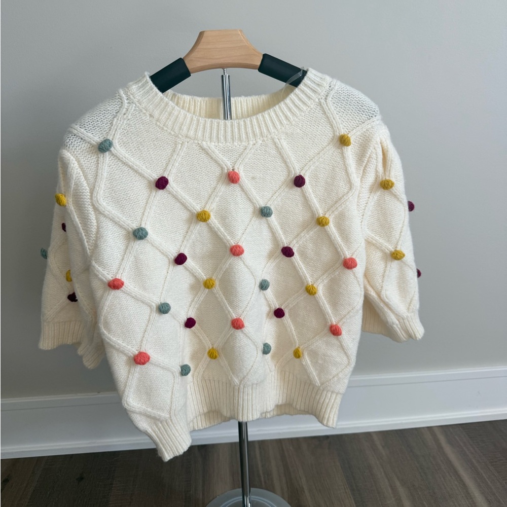 Colorful Pom-Pom Knit Sweater